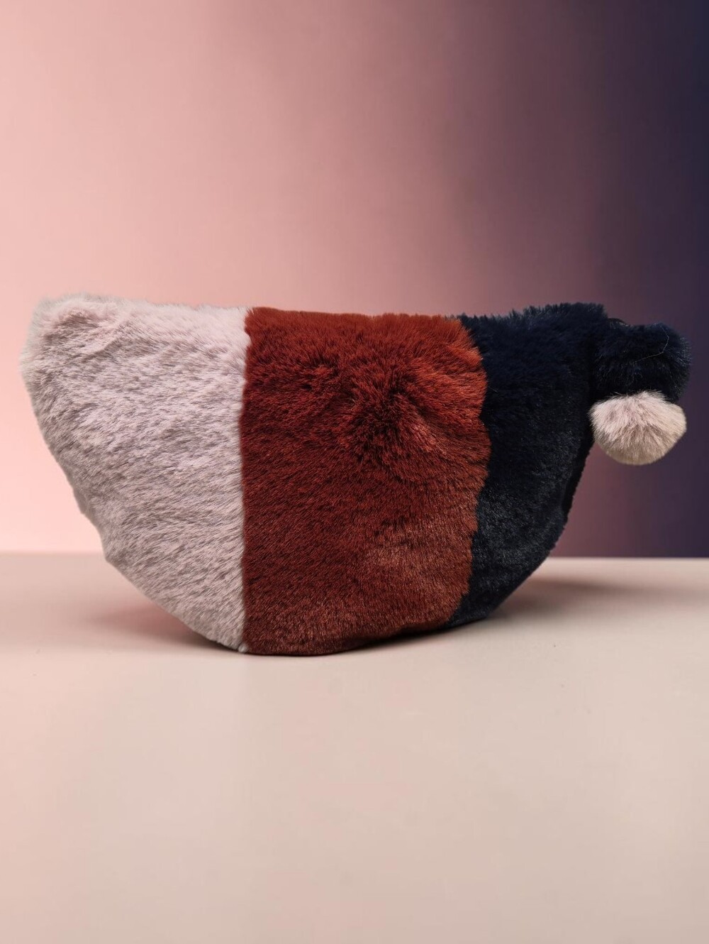 Madewell Faux Fur Colorblock Half-Moon Clutch Pouch